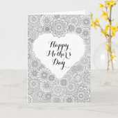 Mother's Day Card: Adult Coloring Kaart (Gele Bloem)