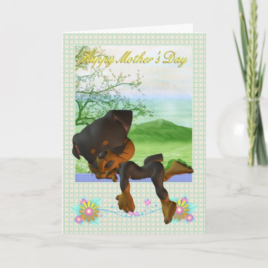 Mother's Day Card met little Rottweiler dog Kaart (Voorkant)