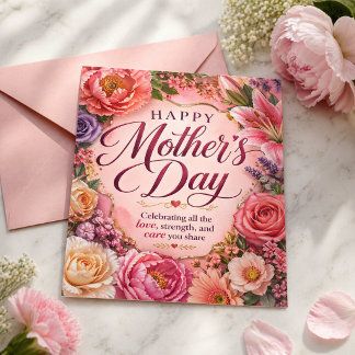 Mothers Day Celebrating Love Strength Care Floral Briefkaart
