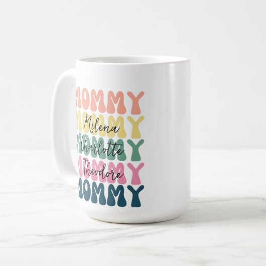 Mother's day coffee mug, personalized children's  koffiemok (Voorkant links)