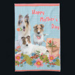 Mother's Day Collies and flowers Theedoek<br><div class="desc">Three beautiful collies adorned with flowers wishing you a Happy Mother's Day.</div>