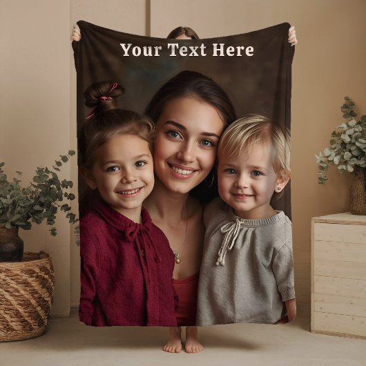 Mothers Day Fleece Blanket Custom Photo Text Gifts