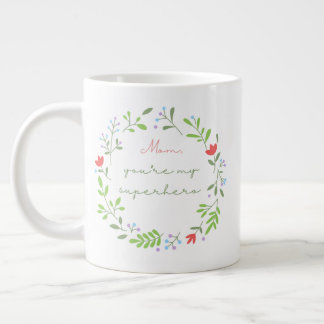 Mother's day floral green superhero mom grote koffiekop