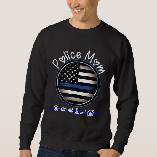 Mothers Day for Cute Police Mom Flag Graphic Plus  Trui (Voorkant)
