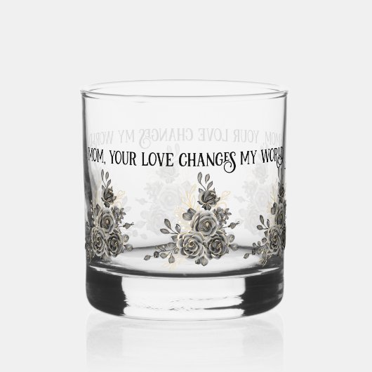 Mother's Day Glass with Sentimental Quote and Blac Whisky Glas (Voorkant)