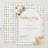 Mother's Day High Tea Invitation Floral Tea Party Kaart (Voorkant / Achterkant)