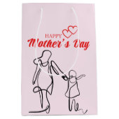 Mother's Day Line Art Pillow - Mama & Kind Liefde Medium Cadeauzakje (Voorkant)