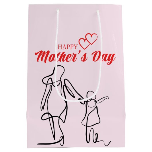 Mother's Day Line Art Pillow - Mama & Kind Liefde Medium Cadeauzakje (Achterkant)
