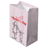 Mother's Day Line Art Pillow - Mama & Kind Liefde Medium Cadeauzakje (Achterkant Gekanteld)