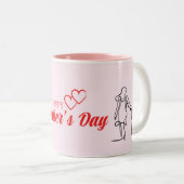 Mother's Day Line Art Pillow - Mama & Kind Liefde Tweekleurige Koffiemok (Voorkant rechts)