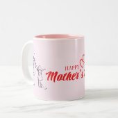 Mother's Day Line Art Pillow - Mama & Kind Liefde Tweekleurige Koffiemok (Voorkant links)