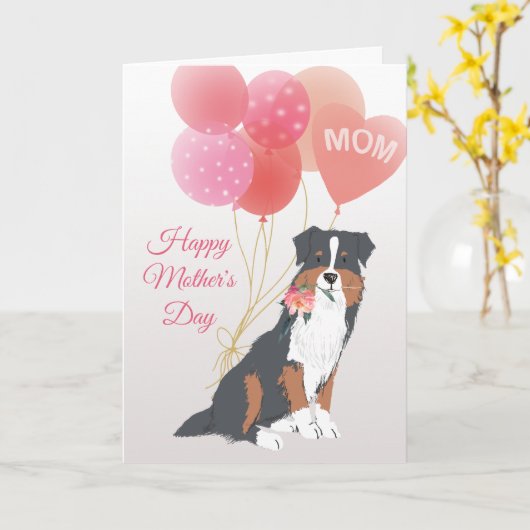 Mother's Day Love from Australian Shepherd Dog Kaart (Gele Bloem)