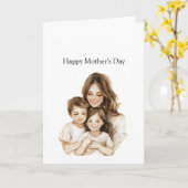 Mother's Day Mom Daughter Brunette Kaart (Gele Bloem)