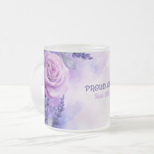Mother's Day Mug Text "MOM" "Since 1972" Matglas Koffiemok (Voorkant links)