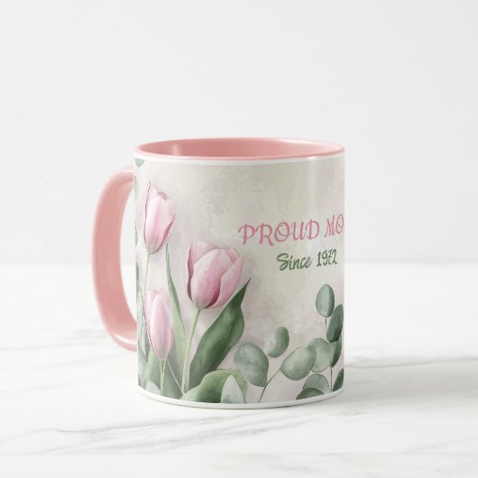 Mother's Day Mug Text "MOM" "Since 1972" Mok (Voorkant links)