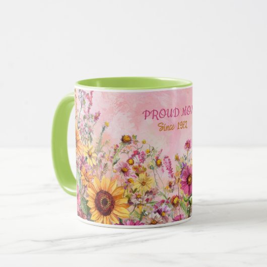 Mother's Day Mug Text "MOM" "Since 1972" Mok (Voorkant links)