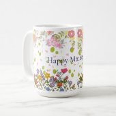 Mother's Day Mug with Floral Backdrop and Heartfel Koffiemok (Voorkant links)