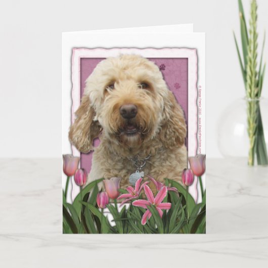 Mothers Day - Pink Tulips - GoldenDoodle Kaart (Voorkant)