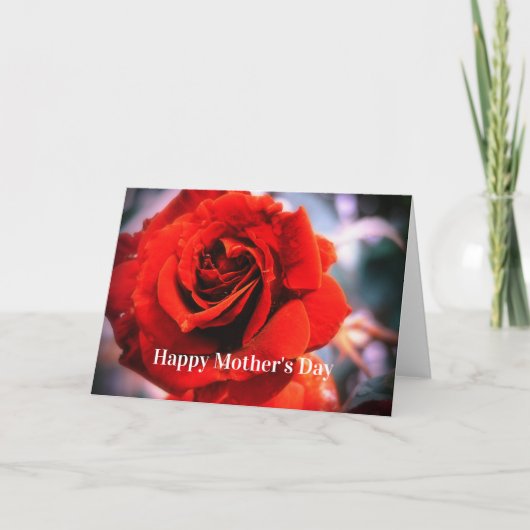 Mother's Day Raindrops Red Rose Card Kaart (Voorkant)