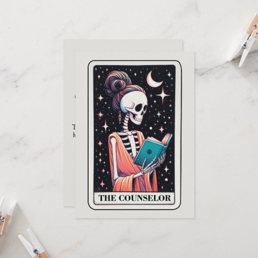 Mother's Day Skeleton The Counselor Tarot Kaart (Voorkant / Achterkant in situ)