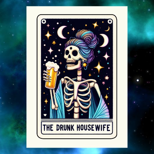 Mother's Day Skeleton The Drunk Housewife Tarot Kaart