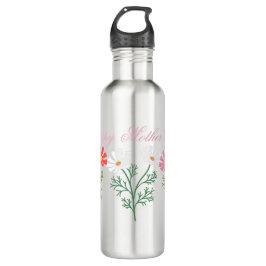 Mother's Day Water Bottle with Floral Motif and Se Waterfles