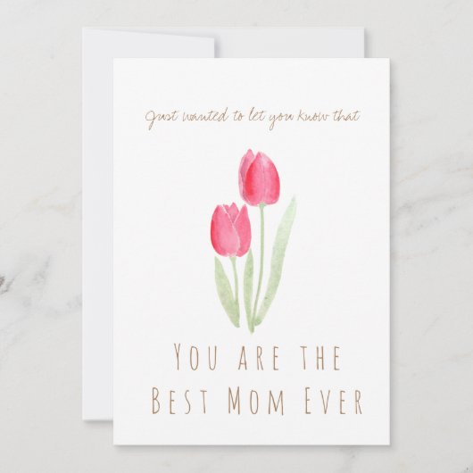 mother's day watercolor red tulips flowers card kaart (Voorkant)