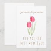 mother's day watercolor red tulips flowers card kaart (Voorkant / Achterkant)
