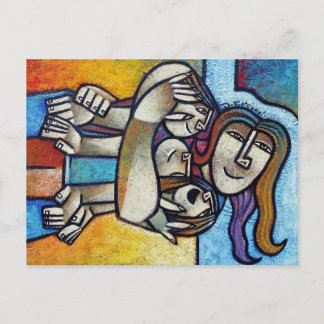 Mothers Hug - Contemporary Cubist Fine Art Postcar Briefkaart