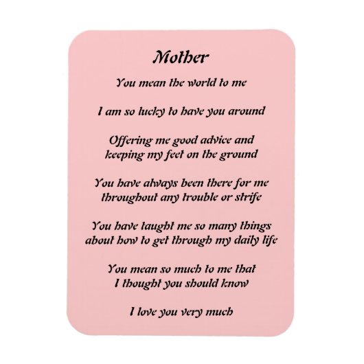 Mothers Poem Magnet Magneet (Verticaal)