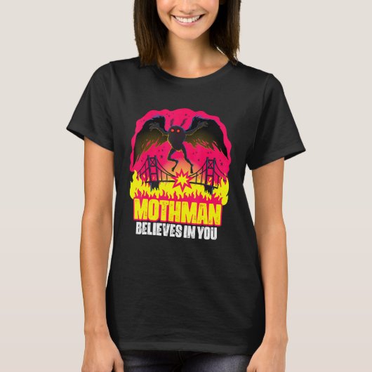 Mothman Believes In You Folklore Creepy Cryptid Cr T-shirt (Voorkant)