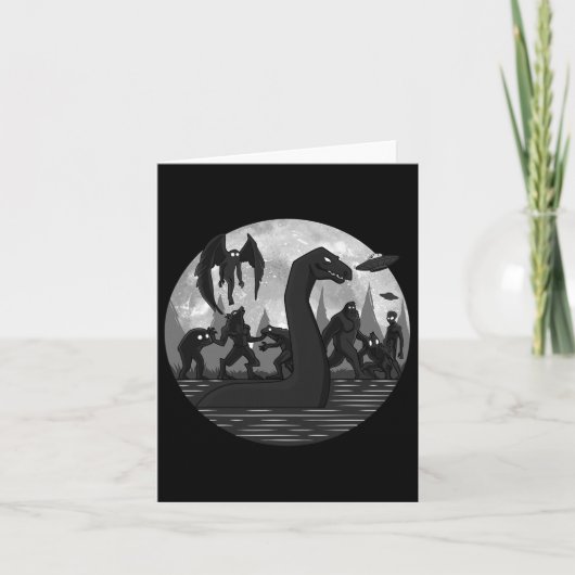Mothman Bigfoot Loch Ness Monster Aliens Ufo Pret  Kaart (Voorkant)