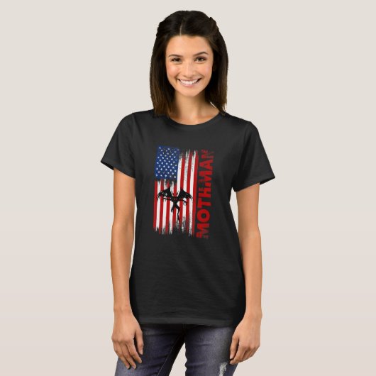 Mothman Cryptid Cryptozoology American Flag T-shirt (Voorkant volledig)