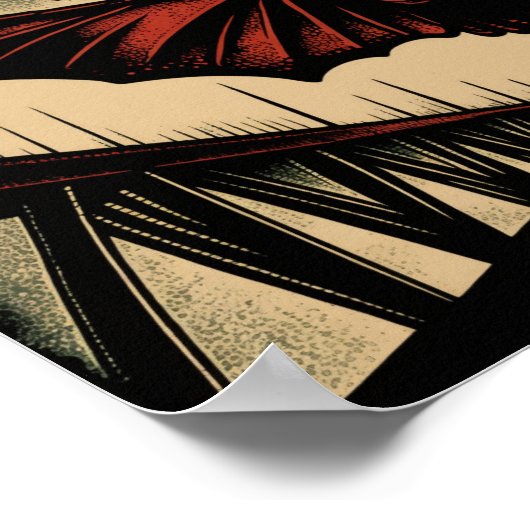 Mothman en Bridge Spooky Woodcut Art Print (Hoek)