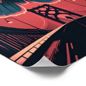 Mothman en Bridge Spooky Woodcut Art Print (Hoek)