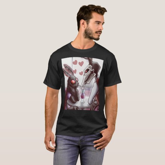 Mothman en Jersey Devil op een datum grafische T-S T-shirt (Voorkant volledig)