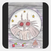 Mothman en Pizza Vierkante Sticker (Voorkant)
