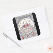 Mothman en Pizza Vierkante Sticker (Envelop)