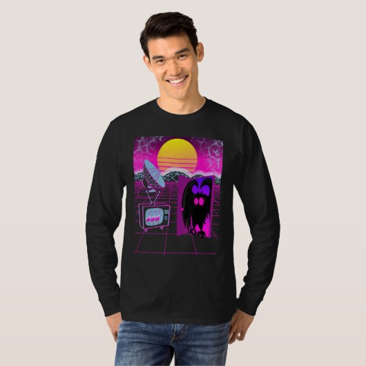 Mothman Figure Cryptid Vapor Wave Art T-shirt (Voorkant volledig)