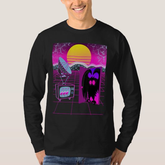 Mothman Figure Cryptid Vapor Wave Art T-shirt (Voorkant)