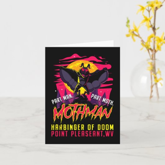 Mothman Fun Cryptid Harbinger Part Man Part Moth Kaart (Gele Bloem)