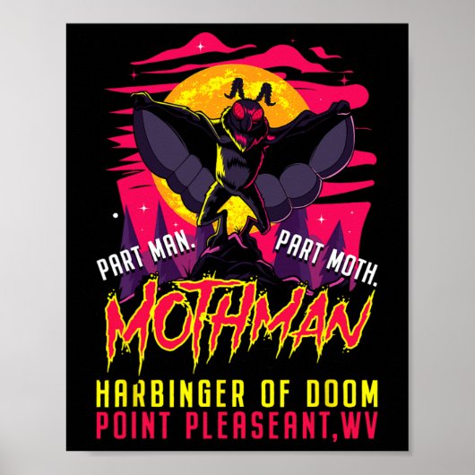 Mothman Fun Cryptid Harbinger Part Man Part Moth Poster (Voorkant)