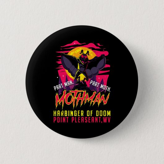 Mothman Fun Cryptid Harbinger Part Man Part Moth Ronde Button 5,7 Cm (Voorkant)