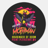 Mothman Fun Cryptid Harbinger Part Man Part Moth Ronde Sticker (Voorkant)