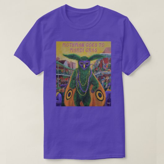 Mothman gaat naar Mardi Gras T-shirt (Design voorkant)