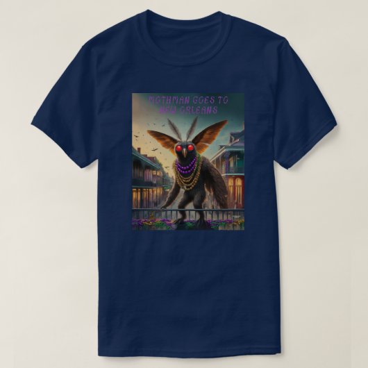 Mothman gaat naar New Orleans T-shirt (Design voorkant)
