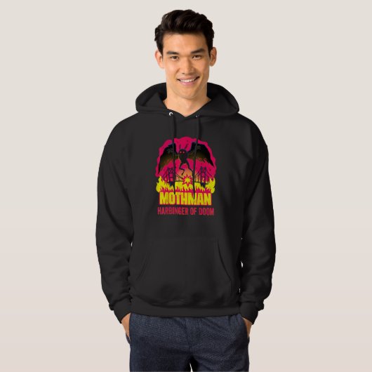 Mothman Harbinger van Doom Folklore Creepy Cryptid Hoodie (Voorkant volledig)