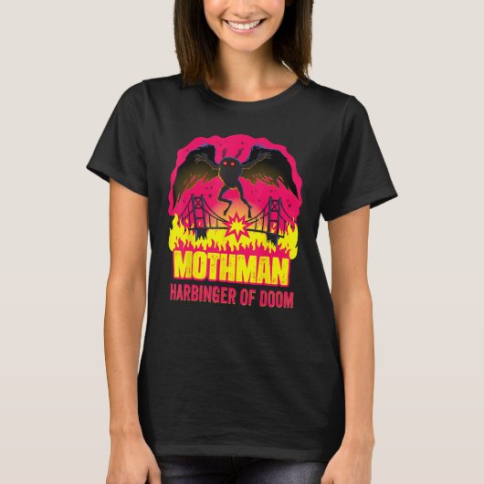 Mothman Harbinger van Doom Folklore Creepy Cryptid T-shirt (Voorkant)