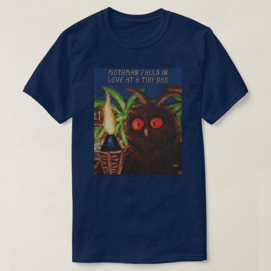 Mothman Herfsten in liefde in een Tiki Bar T-shirt (Design voorkant)