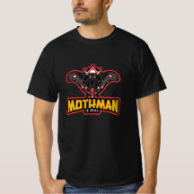 Mothman is echt met rode en gele logo Mothman
